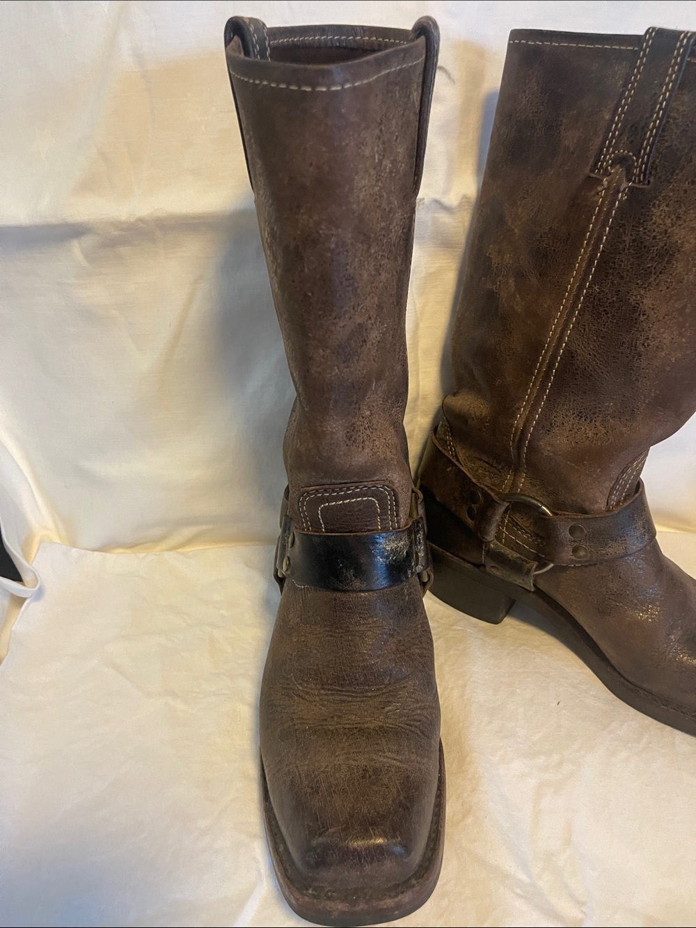 Frye Brown Leather Harness Heeled Boots - Picture 4 of 11